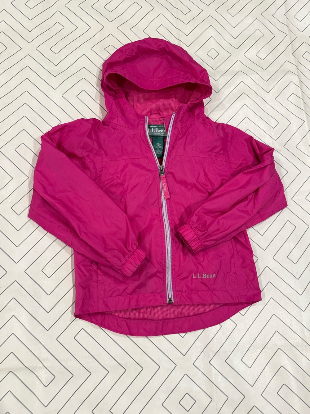 L.L. Bean Girls' Pink Hooded Rain Jacket